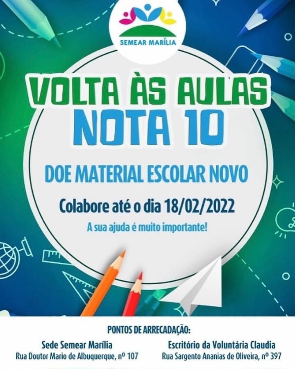 Projeto Semear arrecada material escolar para ajudar 200 crianças do Jardim Cavallari Projeto Semear arrecada material escolar para ajudar 200 crianças do Jardim Cavallari