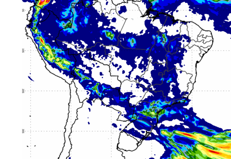 Frente fria chega com nebulosidade e riscos de temporais e raios