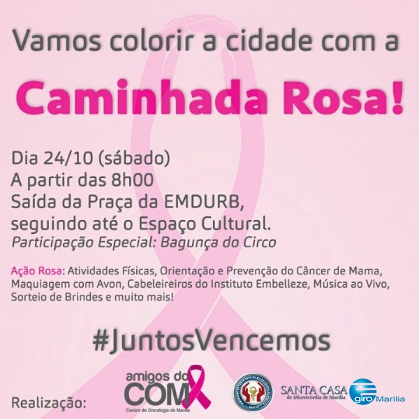 Caminhada Rosa no sábado divulga combate ao câncer de mama