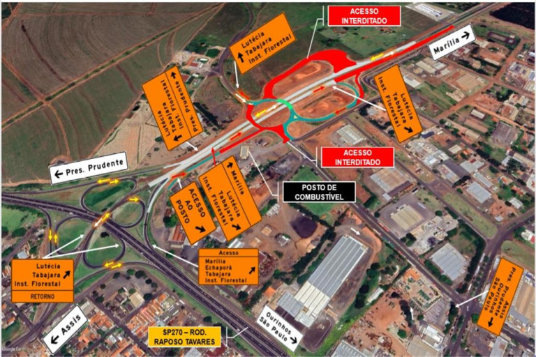 Obras liberam trecho e mudam tráfego em dispositivo da rodovia Marília-Assis