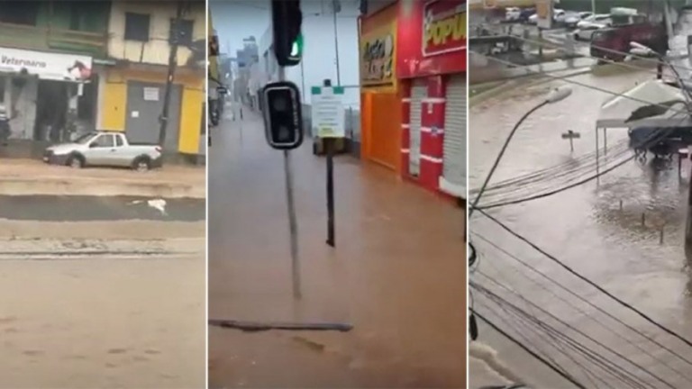 VÍDEO: chuva forte alaga pontos em Ilhéus