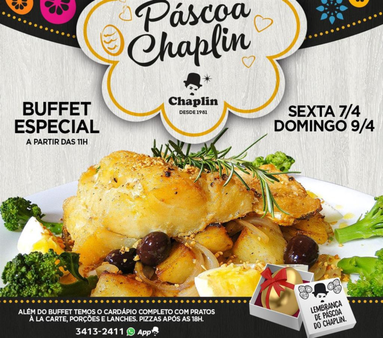 Chaplin terá buffet especial de Páscoa e atrações na semana com dois feriados