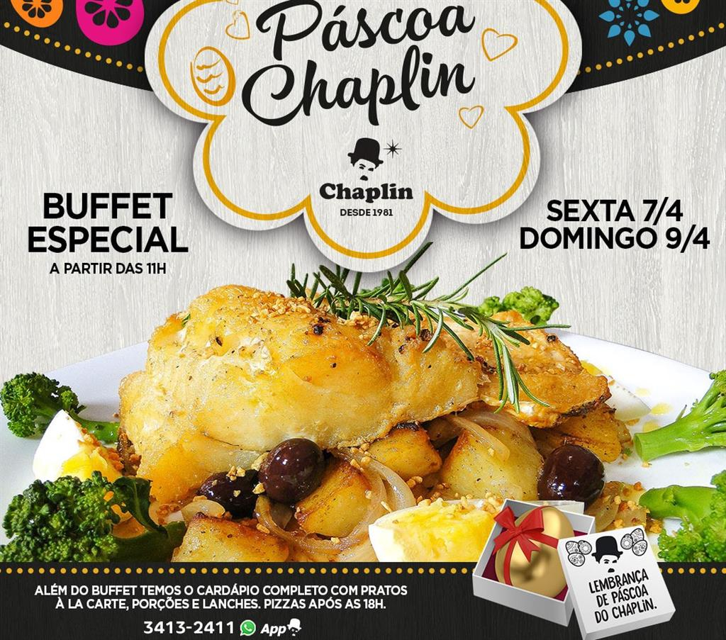 Chaplin terá buffet especial de Páscoa e atrações na semana com dois feriados