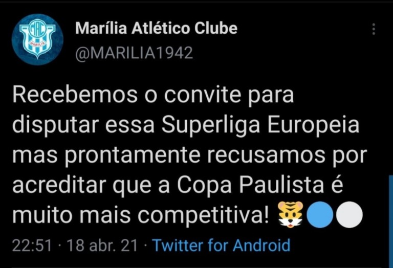 Futebol – MAC faz brincadeira sobre Superliga Europeia e repercute no país