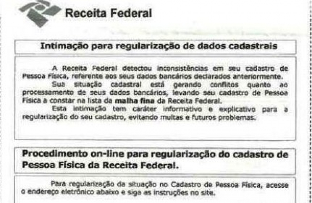 Contribuintes sofrem "golpe do cadastro";. Receita Federal faz alerta