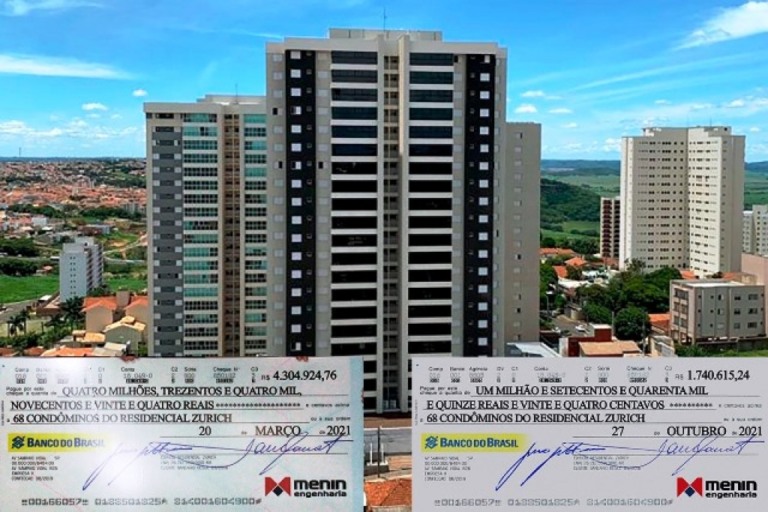 Construção do Edifício Zurich pela Menin com obra administrada por custo programado pelo Grupo dos Fiscais Aposentados teve aumento do saldo positivo do investimento