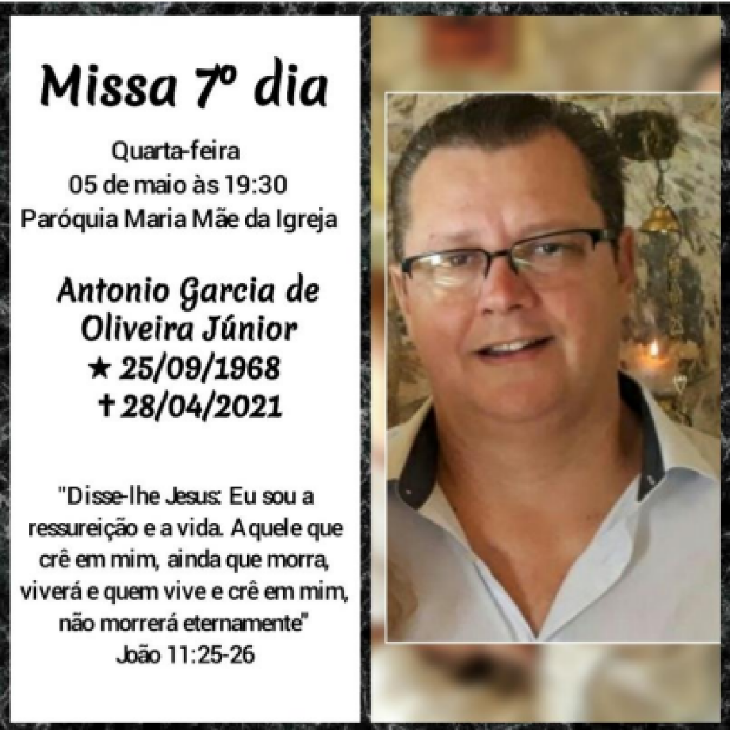 Missa de sétimo dia lembra Antonio Garcia de Oliveira Júnior em Marília