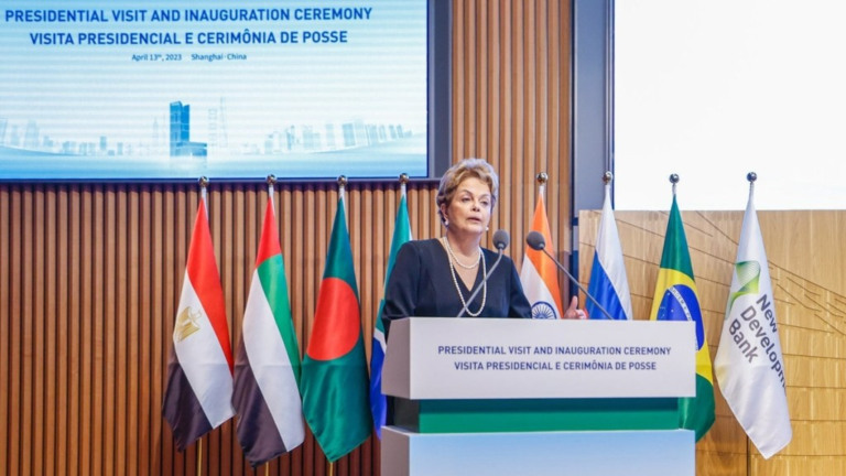 Ricardo Stuckert/PR – 13.04.2023 Ex-presidente Dilma Rousseff, atual chefe do Banco dos Brics