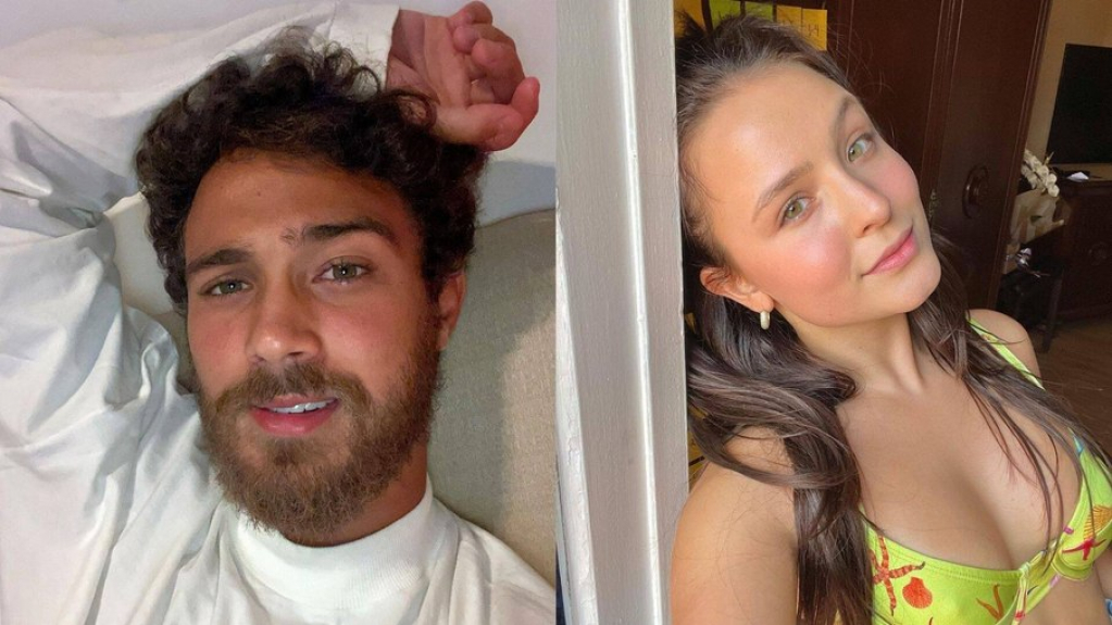 Larissa Manoela e André Luiz Frambach trocam beijos após show