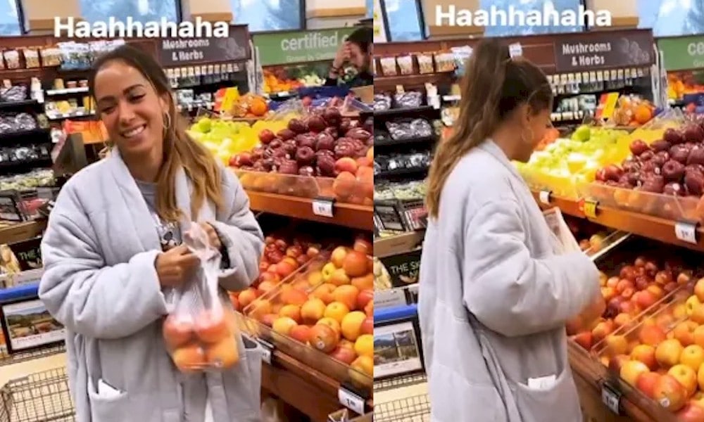Anitta é vista escolhendo maças em supermercado em Miami 