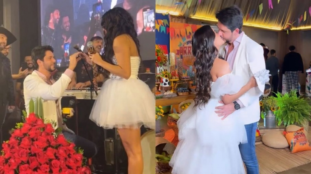 Munik Nunes é pedida em casamento durante festa de aniversário; veja