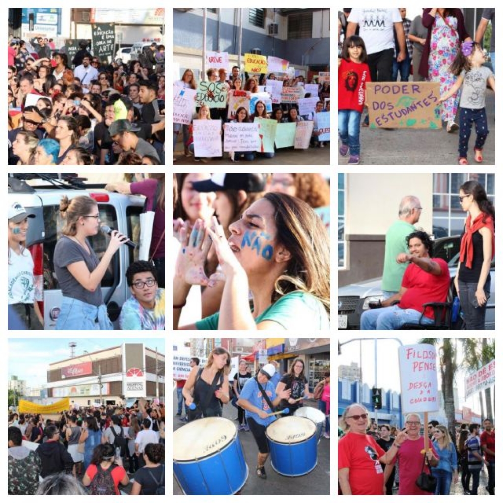 Protesto contra cortes da educação une estudantes e fecha ruas do centro