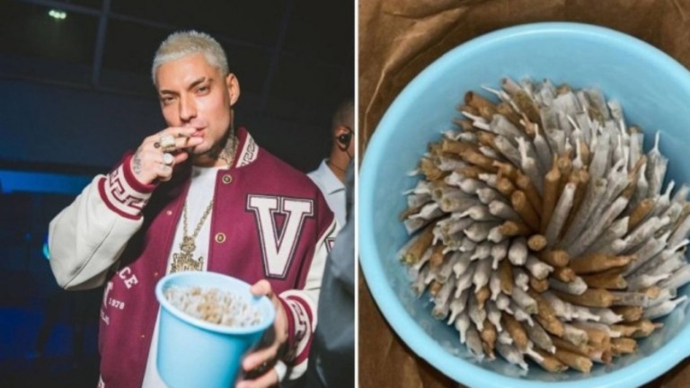 Filipe Ret mostra balde com maconha distribuída em festa: 'Open beck'