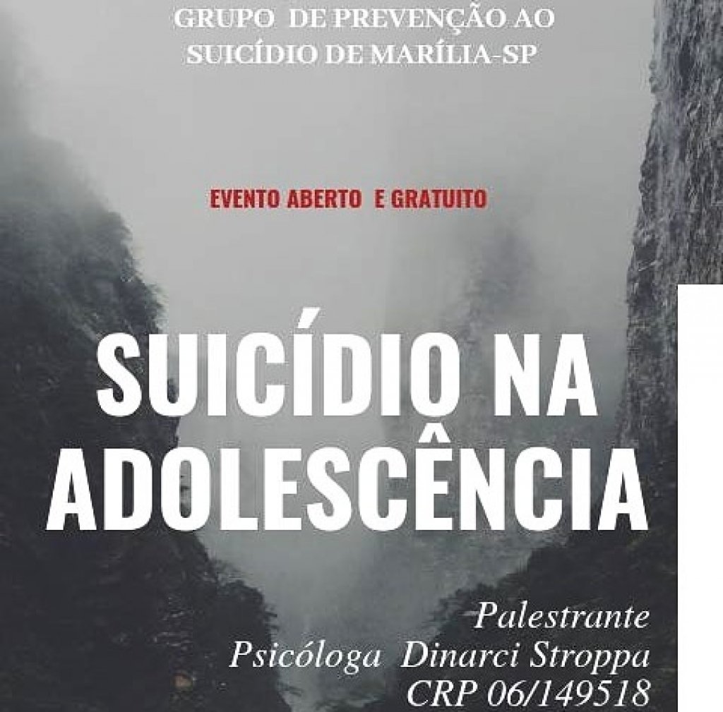 Palestra com psicóloga vai discutir prevenção ao suicídio em Marília