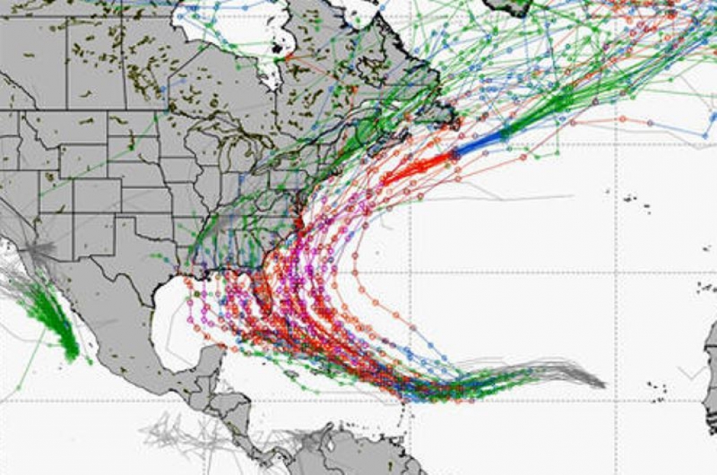 Mapa meteorológico mostra potencial cobertura de furacão, que pode cobrir a Flórida – reprodução