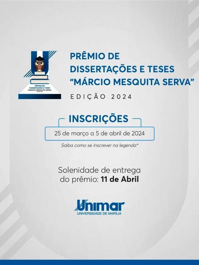 Prêmio Márcio Mesquita Serva reconhece e incentiva pesquisa na Unimar