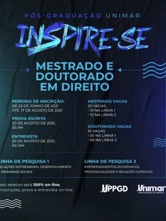 Unimar abre inscrições para seleção on-line do mestrado e doutorado em Direito