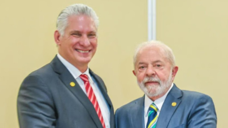Reprodução Lula e o líder cubano, Miguel Díaz-Canel