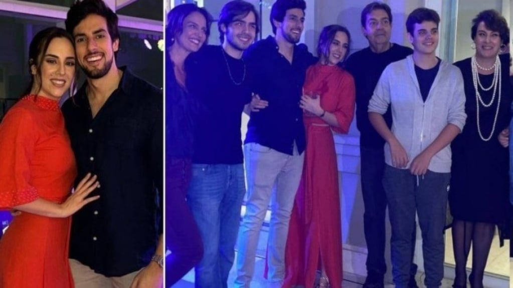 Faustão é visto ao lado da ex-mulher e atual durante festa da filha