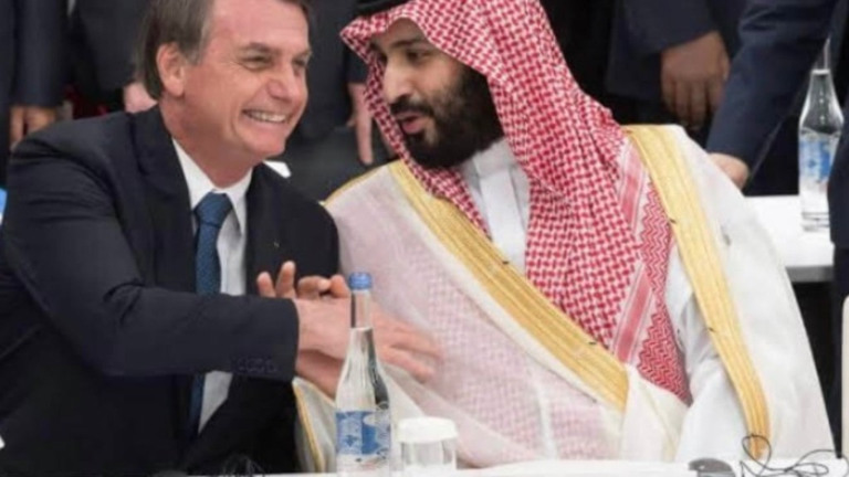 Reprodução Jair Bolsonaro e príncipe saudita, Mohammad bin Salman