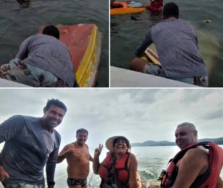 Barco com turistas de Marília ajuda em resgate no mar em Paraty
