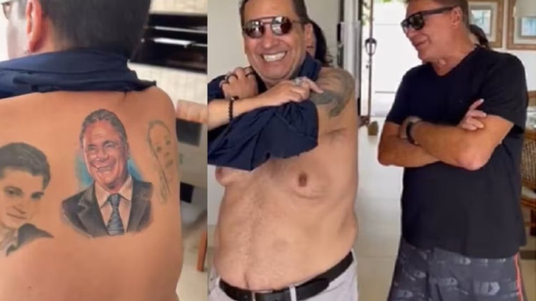 Vídeo: Jorge Kajuru tatua o rosto do senador Alvaro Dias nas costas
