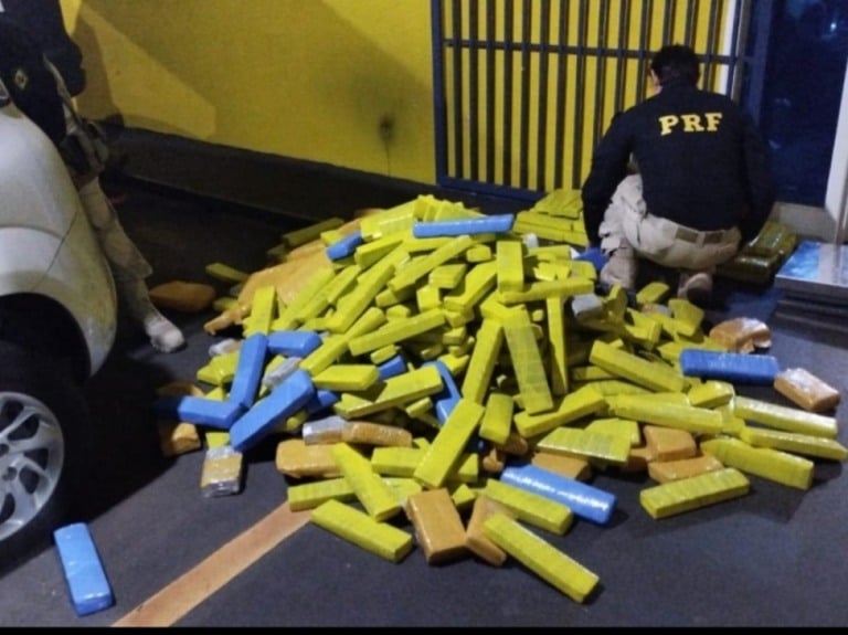 Fiscalização da PRF apreende 453kg de maconha na BR-153