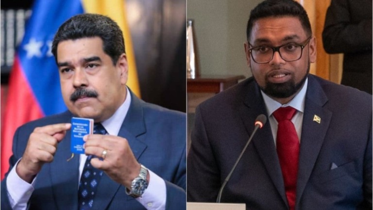 Montagem iG / Imagens: Fotos Públicas e Freddie Everett/ Public Domain Presidente da Venezuela, Nicolás Maduro e presidente da Guiana, Irfaan Ali