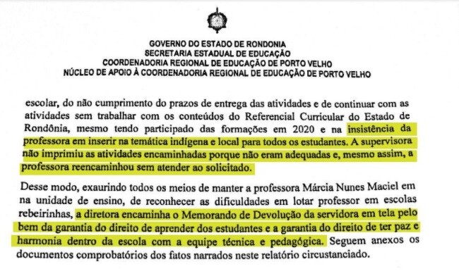 Professora é removida de escola pública por 