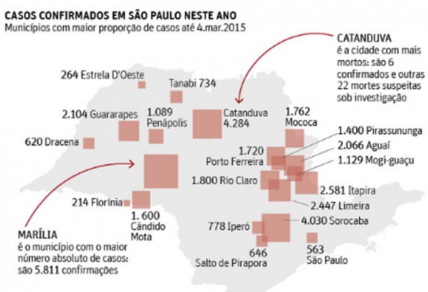 Mapa da dengue no Estado põe Marília no topo dos casos