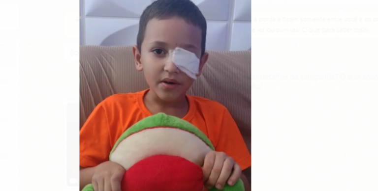 Campanha na região ajuda criança para tratamento e prótese ocular; assista