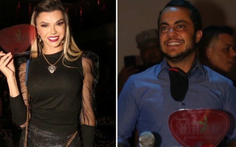 Léo Áquilla e Thammy Miranda são homenageados por Sebah Vieira em premiação