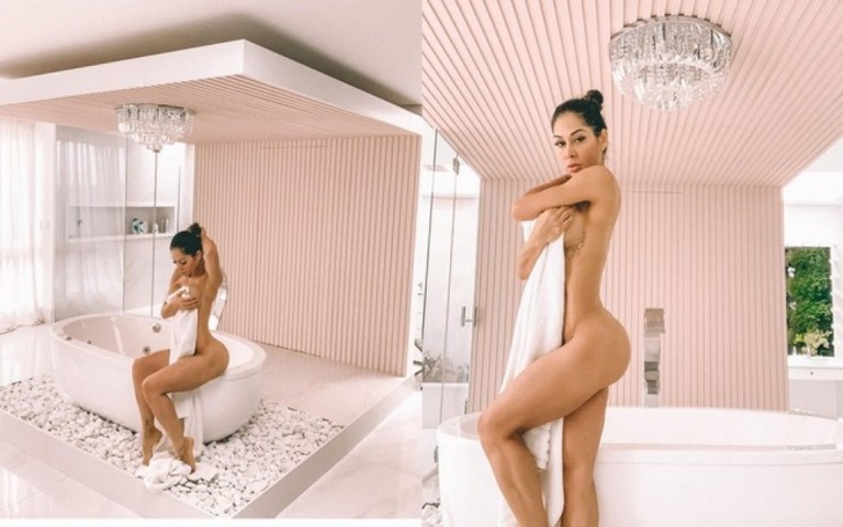 Mayra Cardi posta foto sem roupas para mostrar banheiro de nova mansão