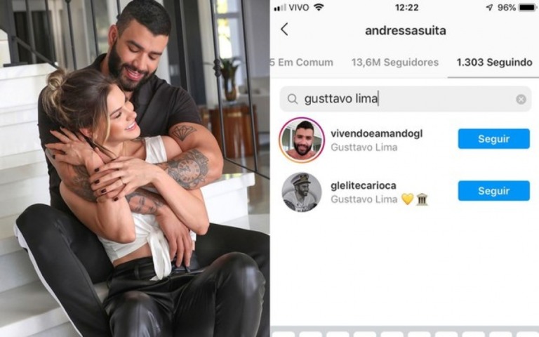 Andressa Suita para de seguir Gusttavo Lima no Instagram