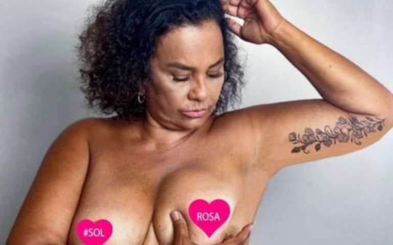 Solange Couto posa sem roupa para conscientizar sobre o câncer de mama