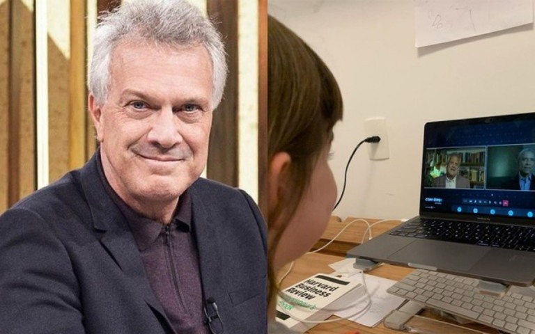 Esposa de Pedro Bial mostra filha assistindo entrevista do pai com Obama