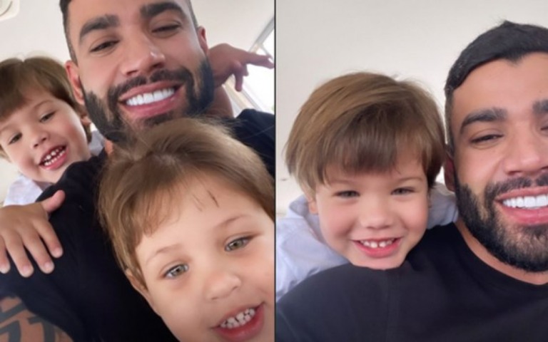 Gusttavo Lima posta foto com os filhos pela primeira vez após o divórcio