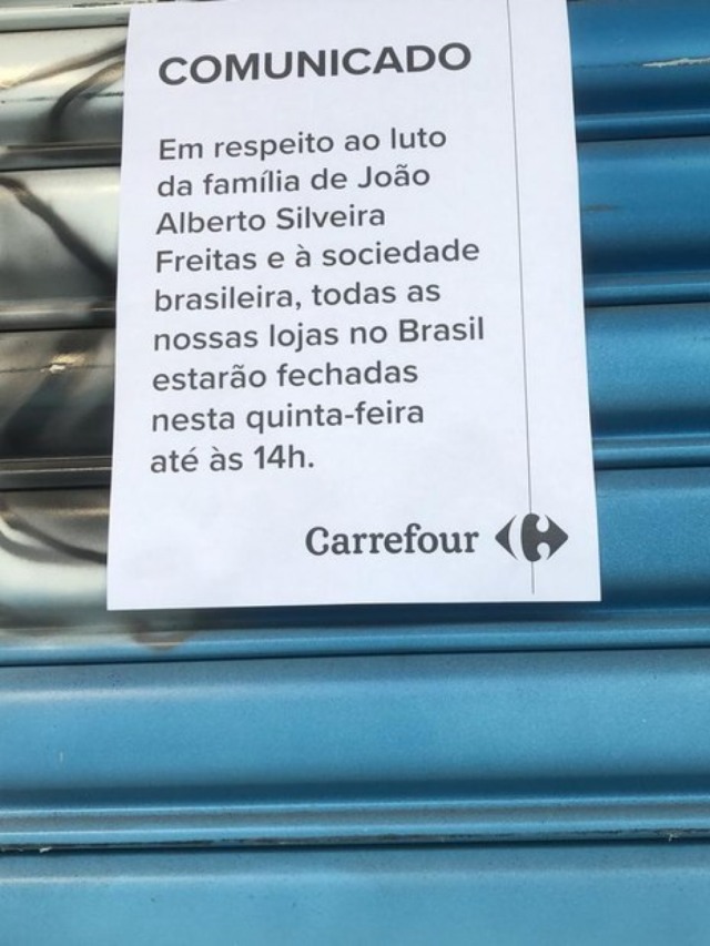 "Em respeito ao luto", unidades do Carrefour amanhecem fechadas nesta quinta