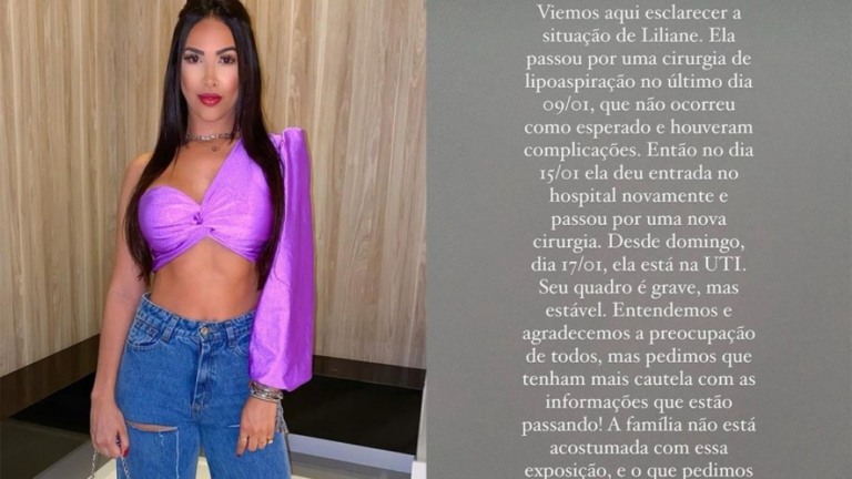 Influencer está internada na UTI após complicações em lipoaspiração