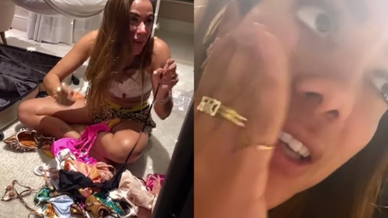 Anitta arruma as malas para gravar reality e comenta: "Fez calor é topless"