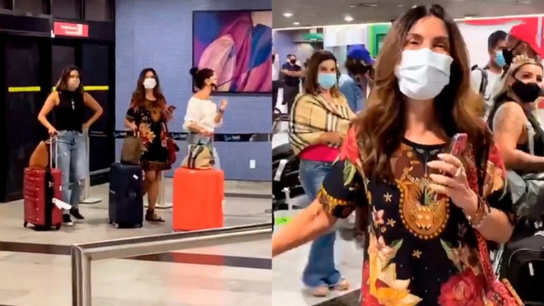 Fátima Bernardes e as filhas vão a Recife e encontram Túlio Gadêlha: "1ª vez"