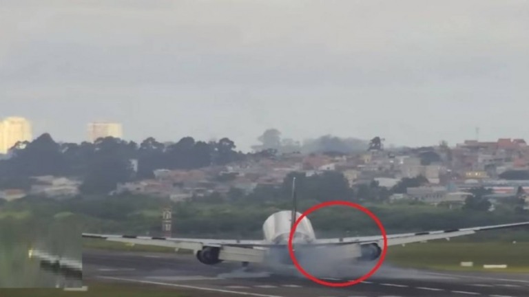 Pneu de avião estoura durante pouso no aeroporto de Guarulhos; assista