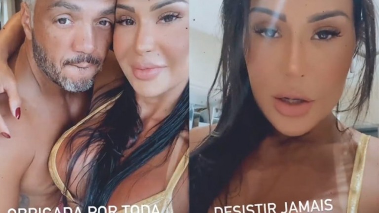 Gracyanne Barbosa manda mensagem positiva após soltura de Belo: "Desistir nunca"