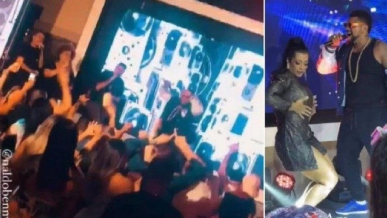 Cantor Naldo faz show com aglomeração no Rio; Romário marcou presença
