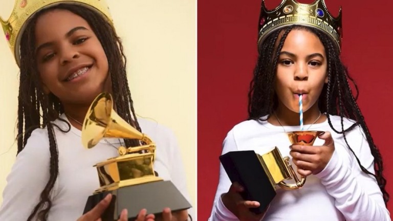 Beyoncé posta foto de Blue Ivy segurando o primeiro Grammy