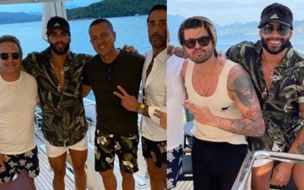Gusttavo Lima reúne amigos e Andressa Suita em iate