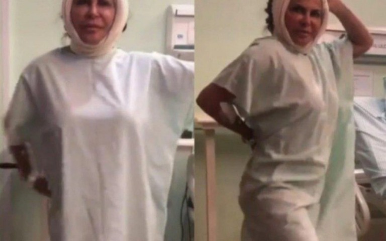 Gretchen dança no hospital após outra cirurgia plástica