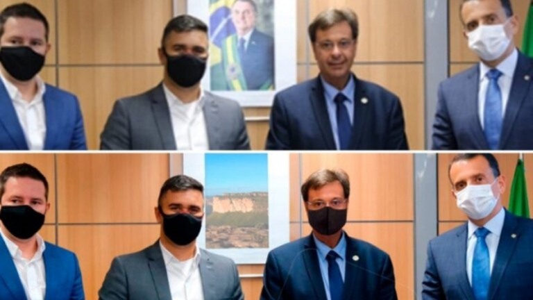 Prefeito de Mogi exclui Bolsonaro e coloca máscara em ministro em foto editada