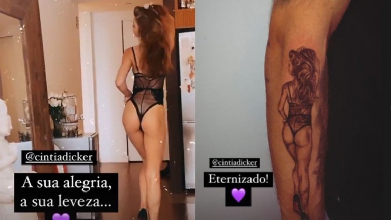 Pedro Scooby tatua a esposa Cintia Dicker no braço: "Eternizada"