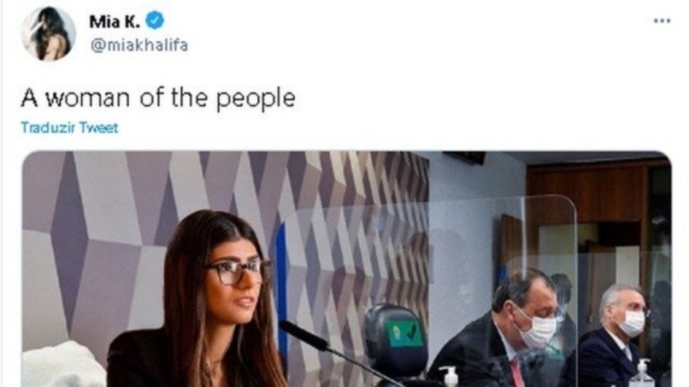 Mia Khalifa posta montagem dela própria na CPI após ser mencionada por senador Mia Khalifa posta montagem dela própria na CPI após ser mencionada por senador